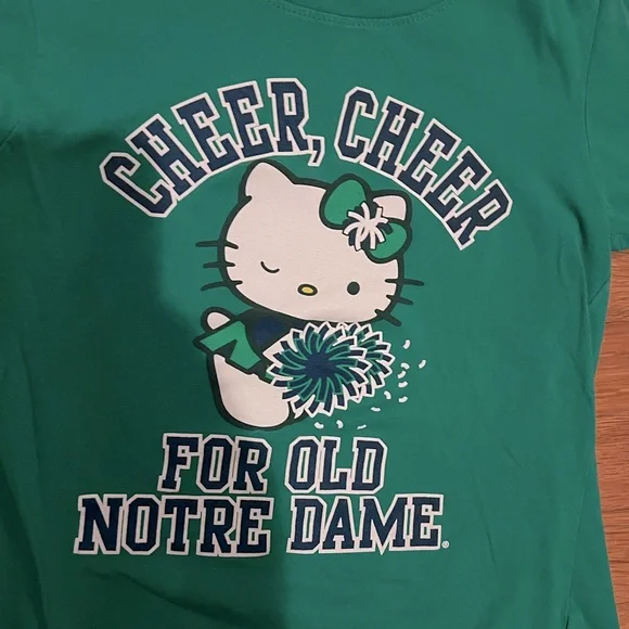 Hello Kitty Cheerleader Notre Dame Fighting Irish Tee Girls size 12 - Picture 2 of 3